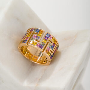 Greek key collection sapphire ring