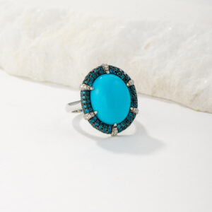 Turquoise ring with blue & white diamonds