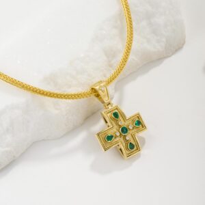 Byzantine collection  emerald cross with diamonds