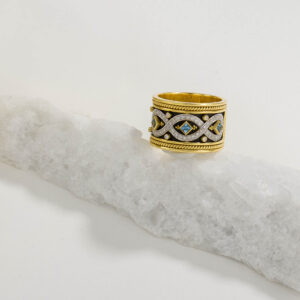 Byzantine collection Aquamarine ring with diamonds