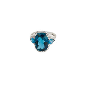 Blue topaz ring  with diamonds