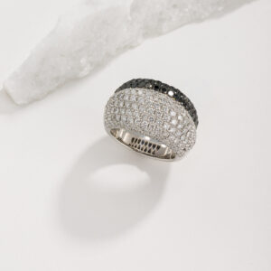 White and black diamond ring