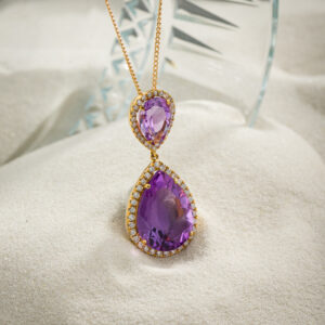 Amethyst necklace with diamonds