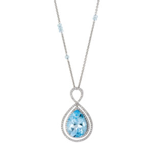 Blue topaz necklace  with diamonds